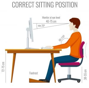Proper computer seating position