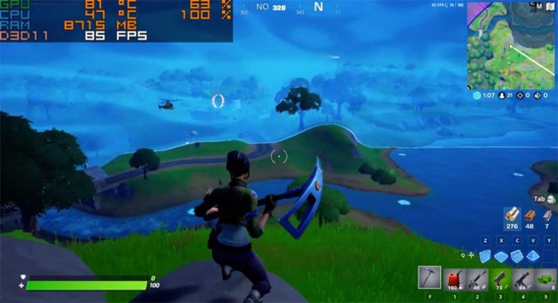 screenshot of fortnite 1080p medium settings 80fps on  prodesk  600 g1