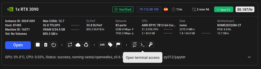 active rtx 3090 instance on vast ai