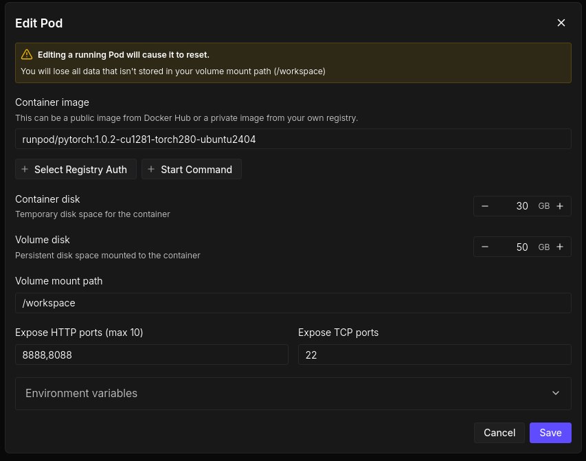 expose port on runpod io gpu instance